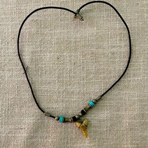Shark tooth necklace with turquoise beads
